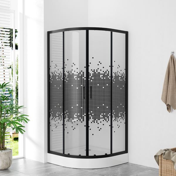 Mustriline klaassektori dušikabiin Mosaiik 90x90cm